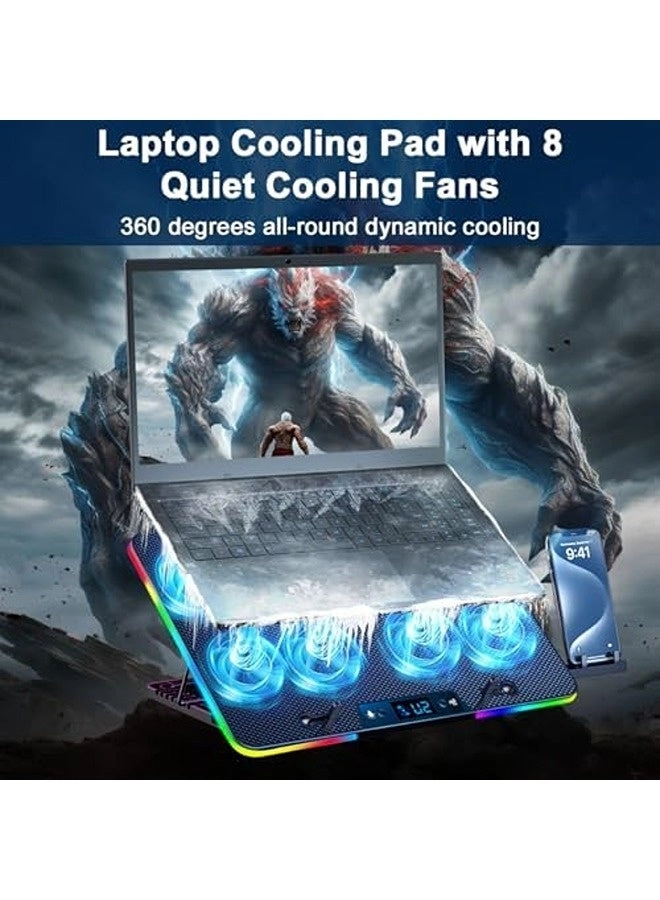 RGB Laptop Cooling Pad - 8-Fan 12 to 17 inches