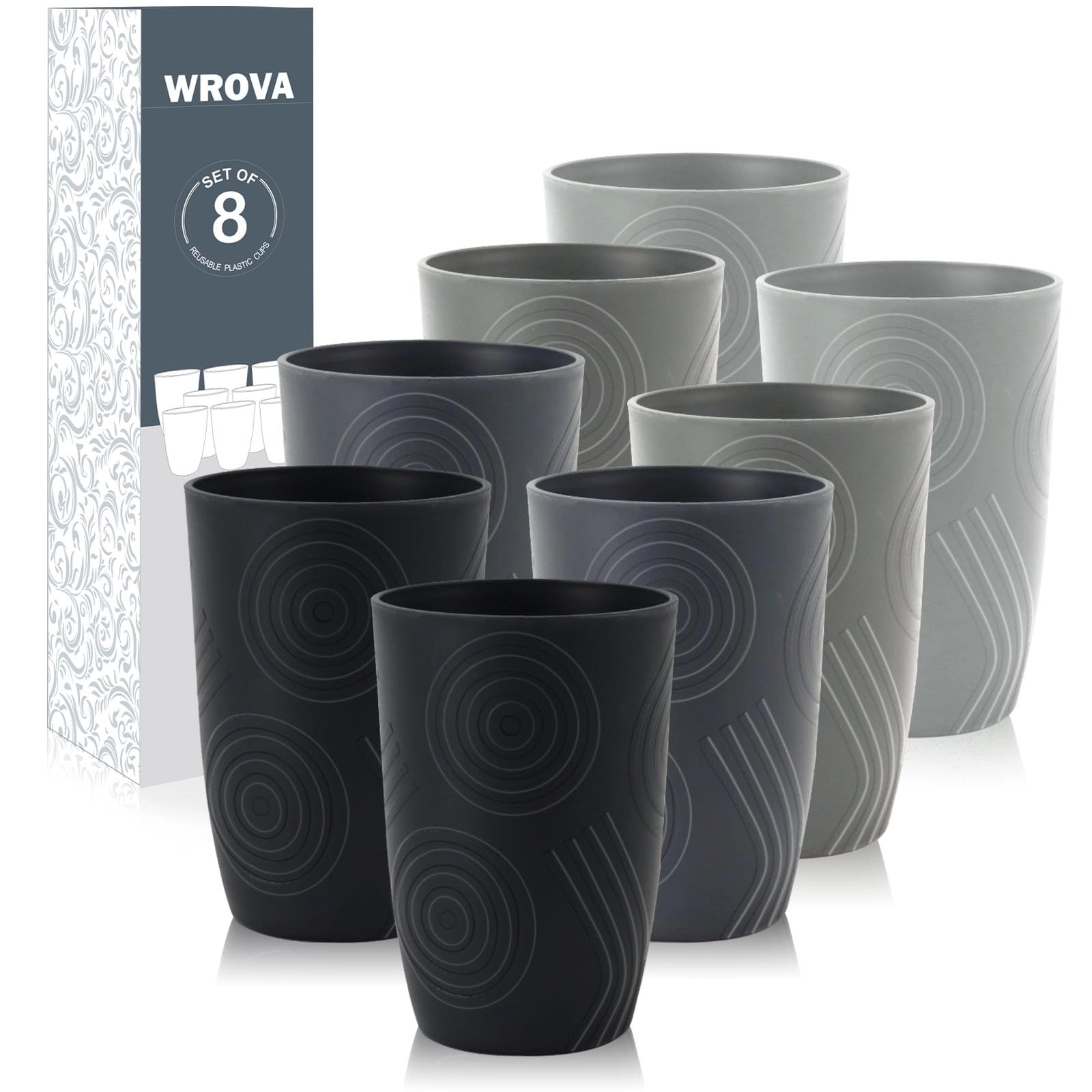 wrova Striped Reusable Cup - 8 pcs - 500 ml