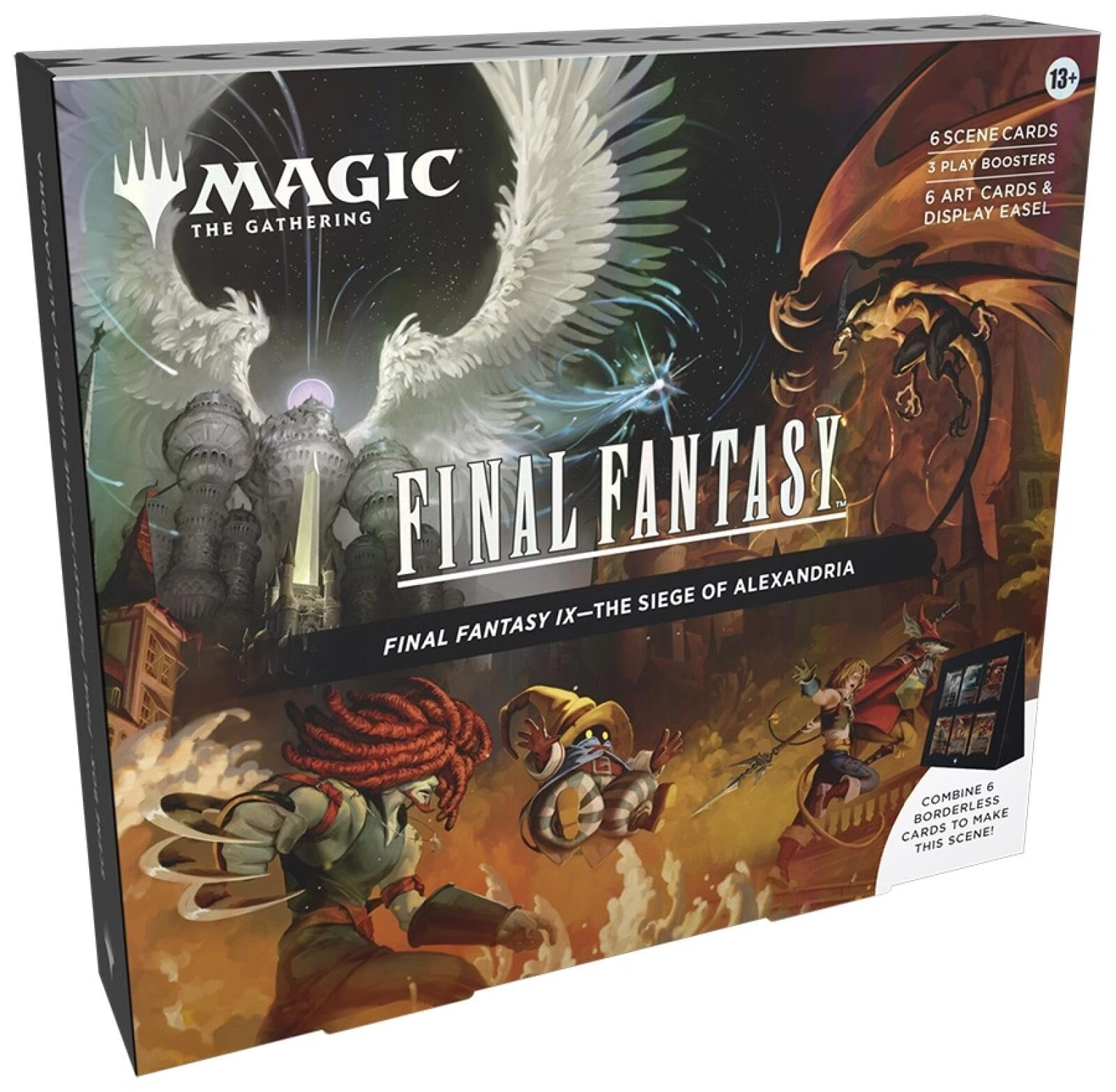 Magic: the Gathering Final Fantasy IX Scene Box - The Siege of Alexandria - 6 Foil Borderless Scene Cards 6 Art Cards 3 Play Boosters 1 Display Easel