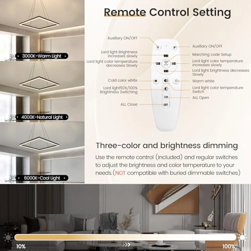 Modern LED Square Chandelier - Max 100cm