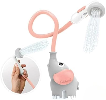 Yookidoo Baby Bath Shower Head - Elephant Trunk Spout Rinser Pink