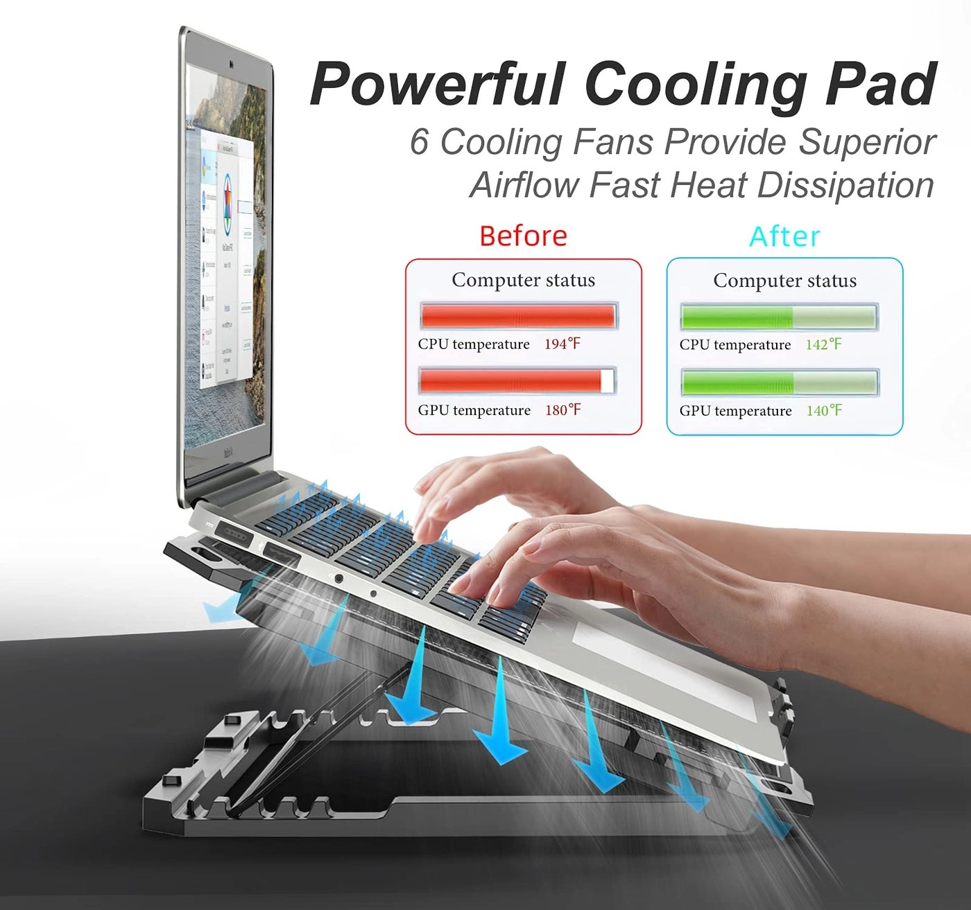 Laptop Cooling Pad - 6 fans 12-18 inch