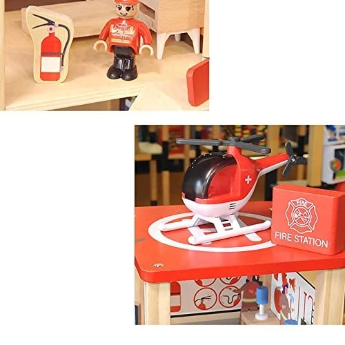 Pink Princess Wooden Dollhouse + Miniature Fire Station Wooden Dollhouse + Station Wooden Dollhouse