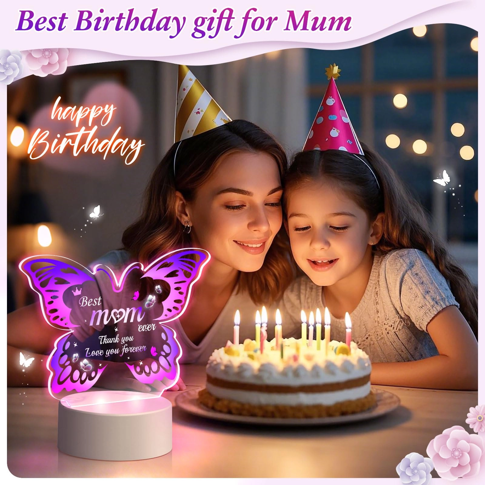 Butterfly Night Light - Corded Electric purple