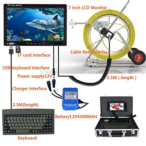 Sewer Waterproof Pipe Pipeline Drain Inspection System 7"LCD DVR HD 1000TVL(120M)