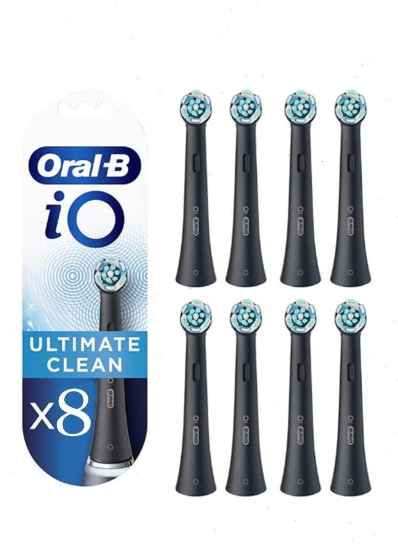 iO Ultimate Clean Replacement Brush Head - 8 Count Black for Electric Rechargeable
