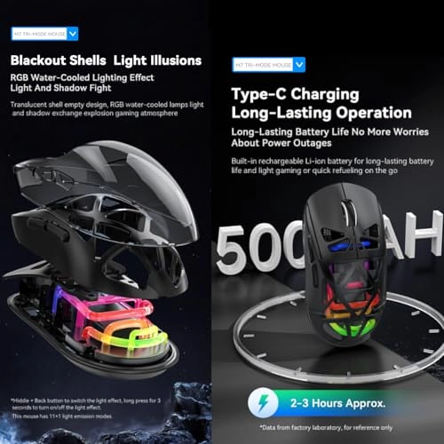 Transparent Wireless Dual-Mode Mouse - BT5.0 2.4G