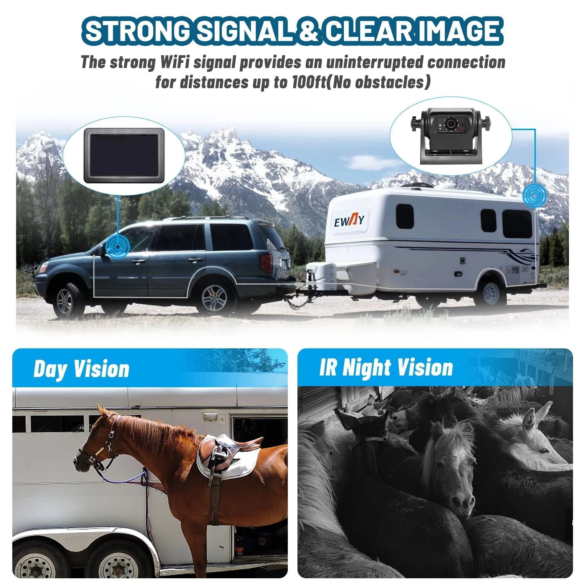 Wireless WiFi Magnetic Hitch Backup Camera - Night Vision 1080P