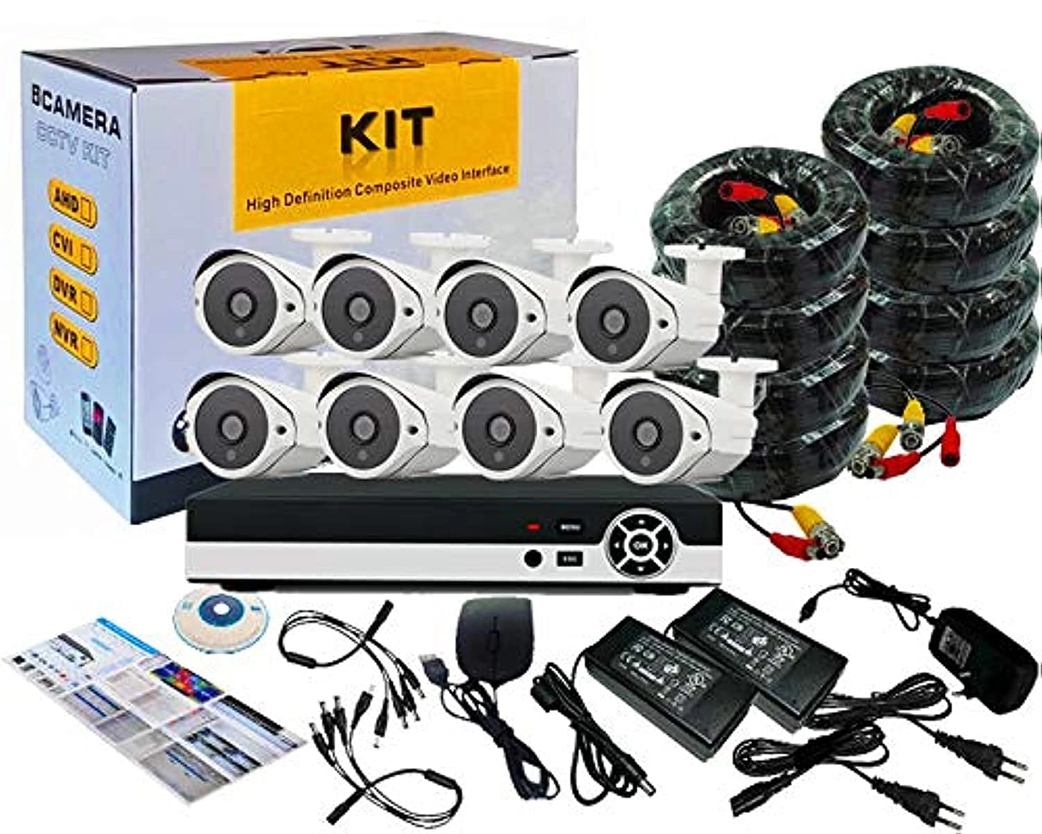 8CH 1080N AHD DVR + 1080p Bullet Camera - 8PCS + 1TB Hard Disk