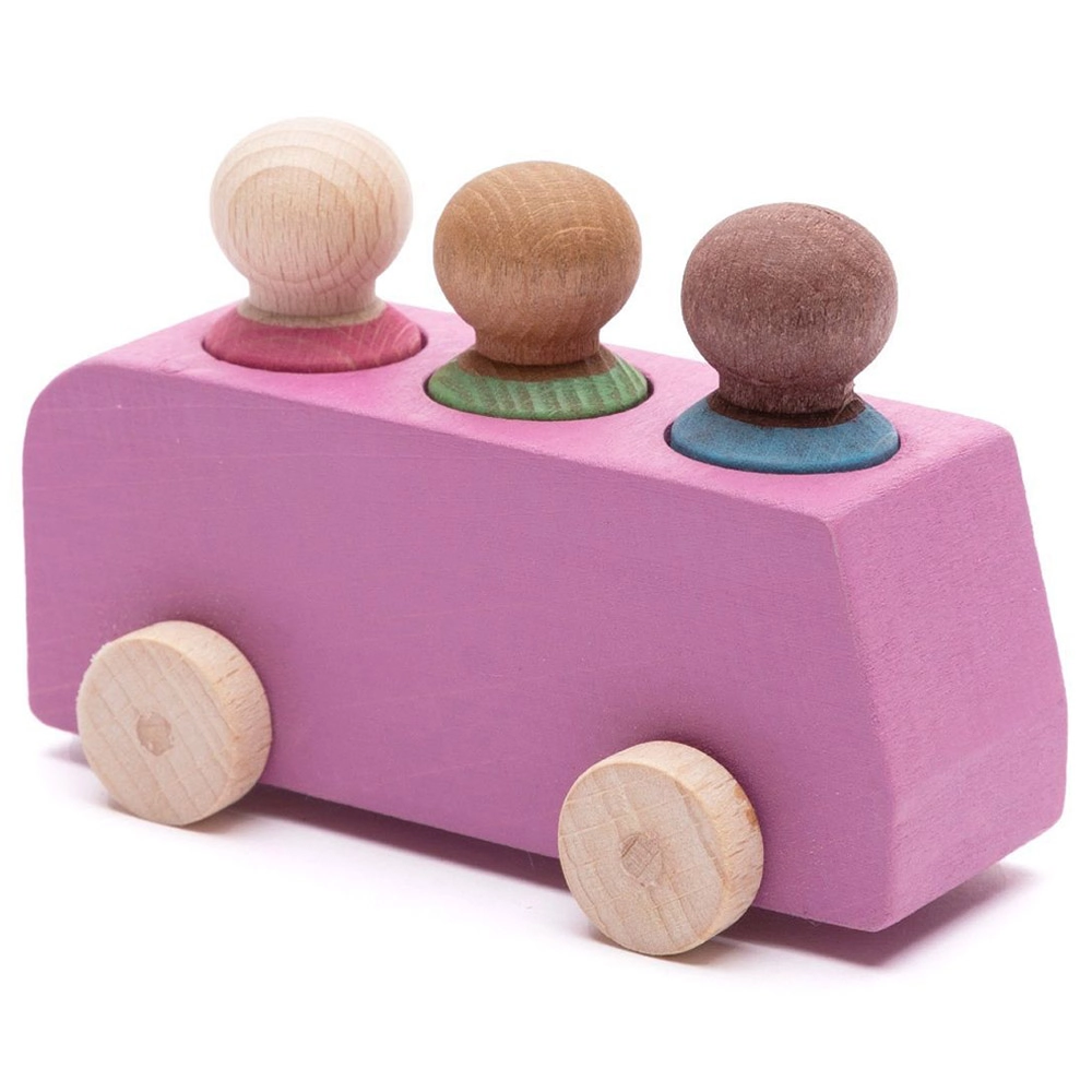 Wooden Bus With 3 Figures - Suitable for 3 years & above