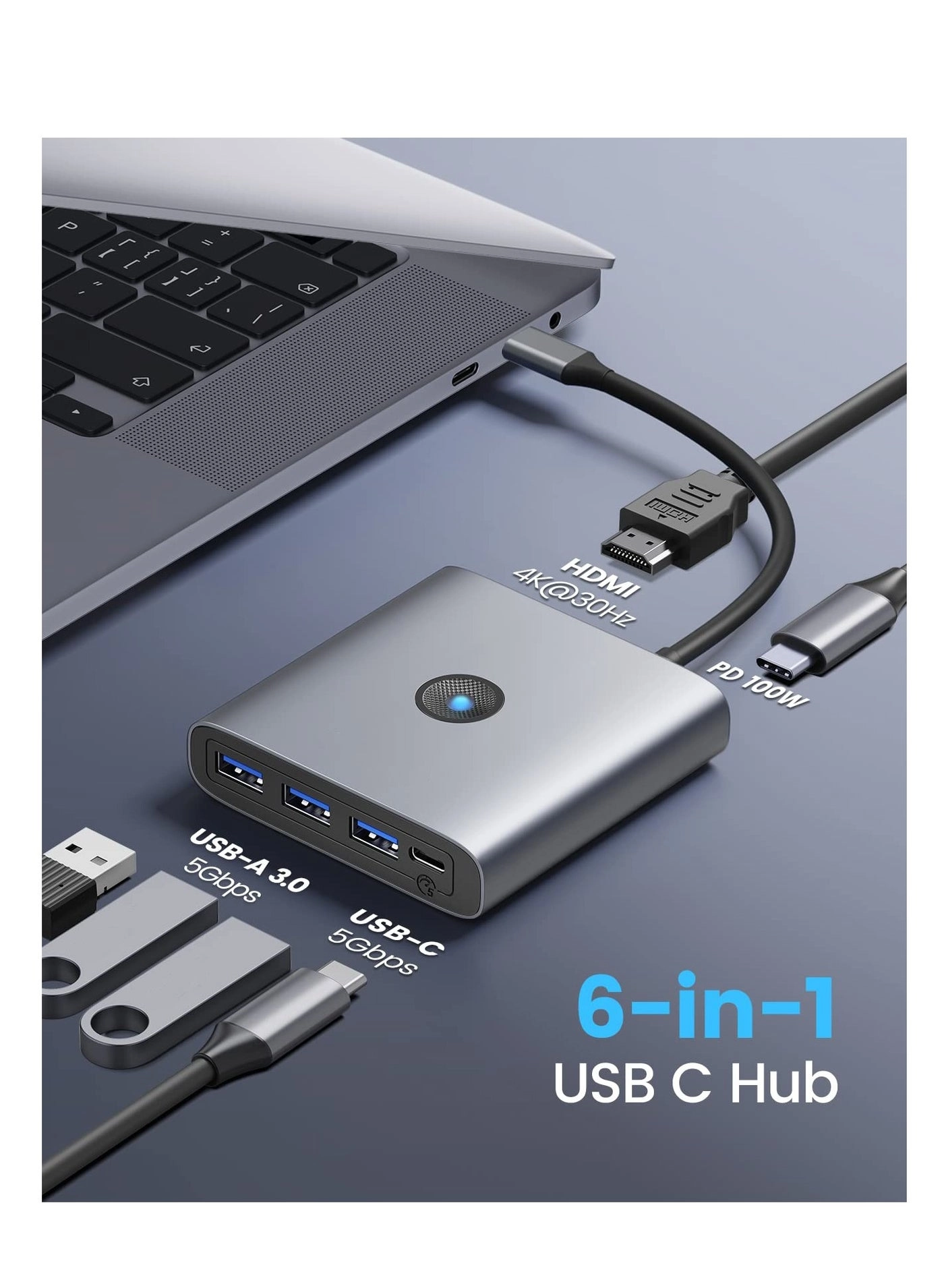 USB C Docking Station - 6-in-1 4K HDMI 100W PD