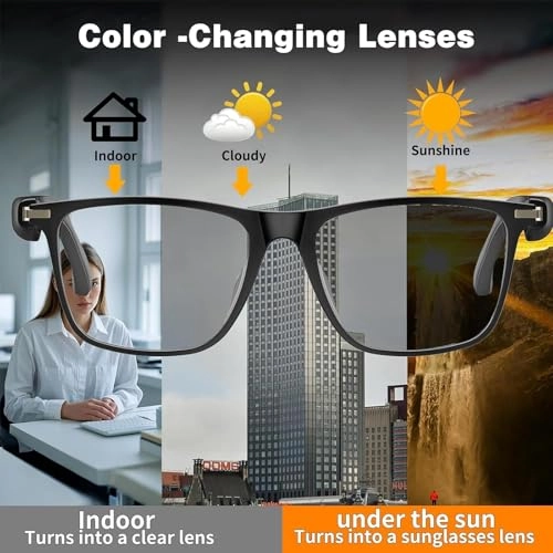 AI Smart Glasses - Bluetooth translation Color-Change Lens Music Playback