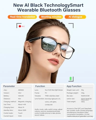 AI Translation Smart Glasses - Chat GPT DeepSeek