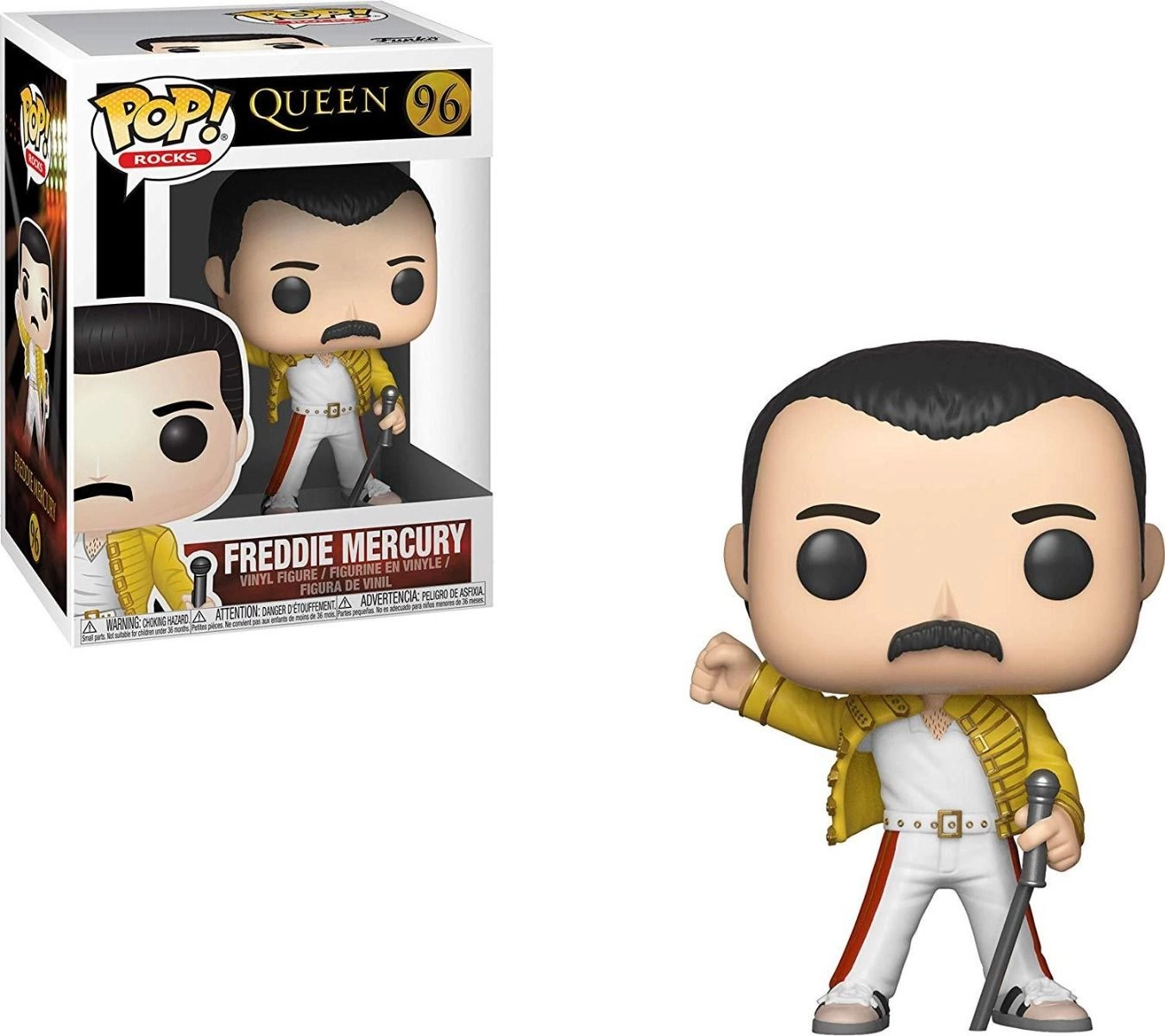 Freddie Mercury - Queen - Platinum Metallic Pop! Vinyl Figure with Enamel Pin