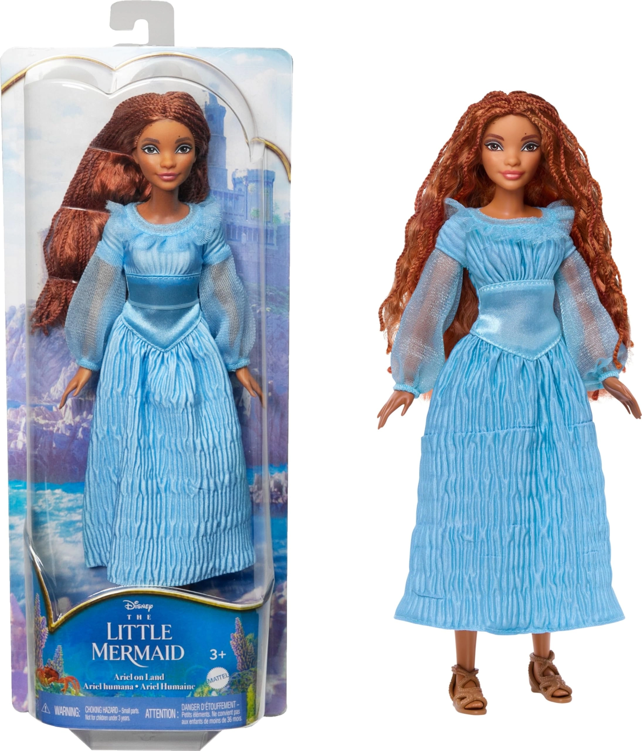 Mattel Ariel Fashion Doll - Signature Blue Dress Long Red Hair Ages 3+
