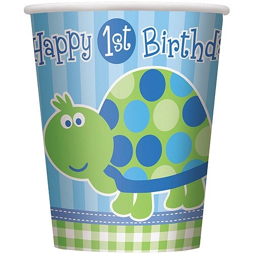 Party Zone First Birthday Turtle Cups - 8 pcs