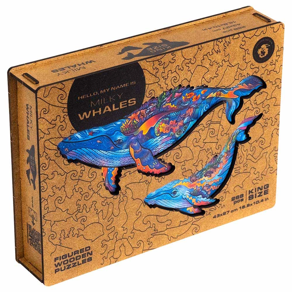Unidragon Milky Whales Wooden Puzzle (4107390-WHALES_KS) - 268 pcs