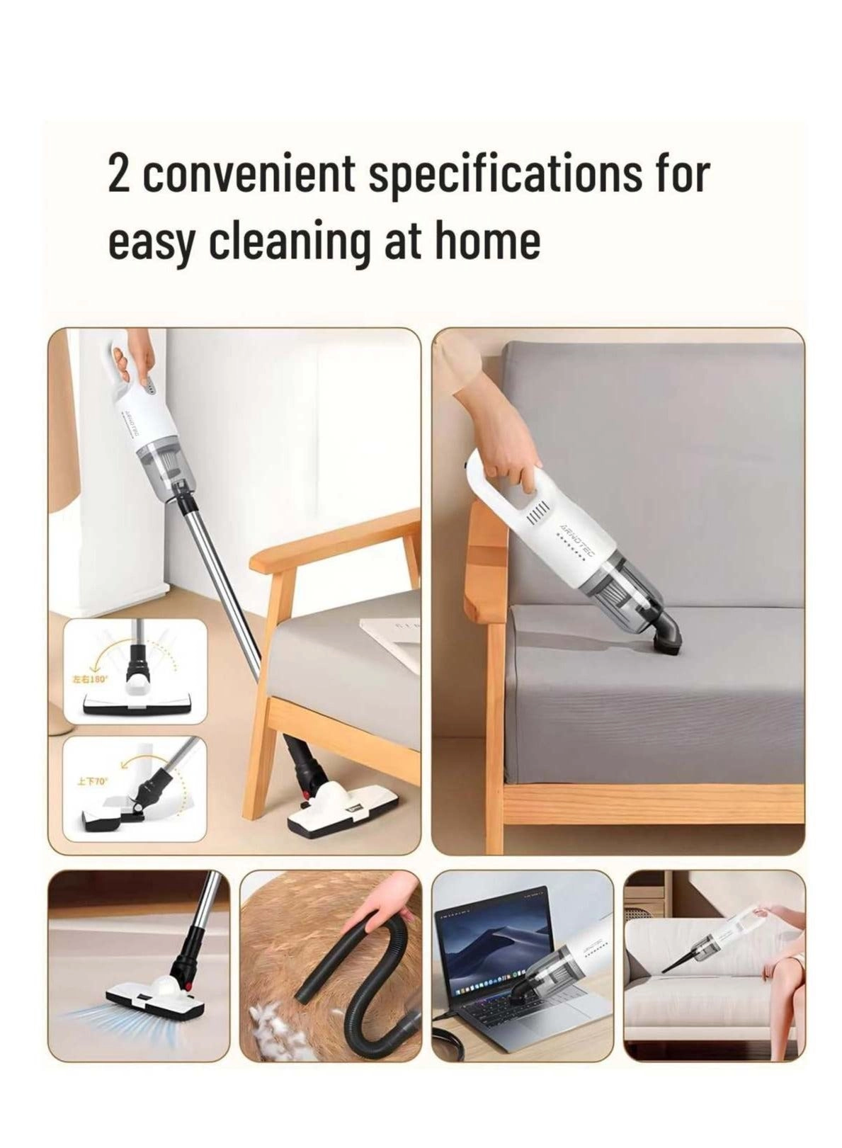 Handhed Cordless Vacuum Cleaner - 6,000 mAh
