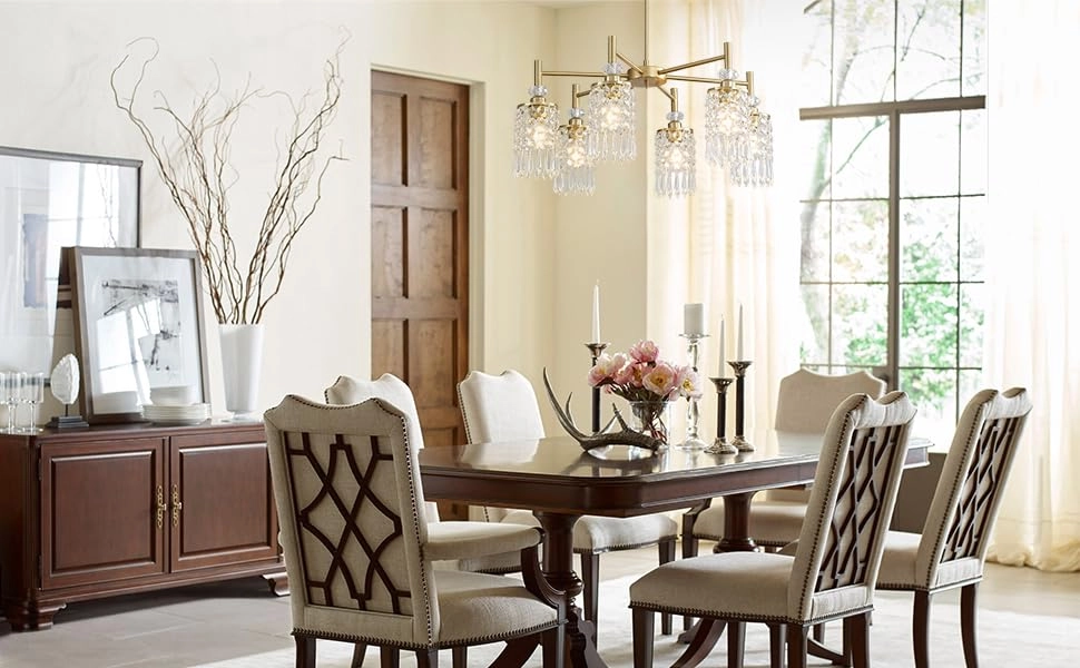 Crystal Gold Chandelier - 6-Light 30in