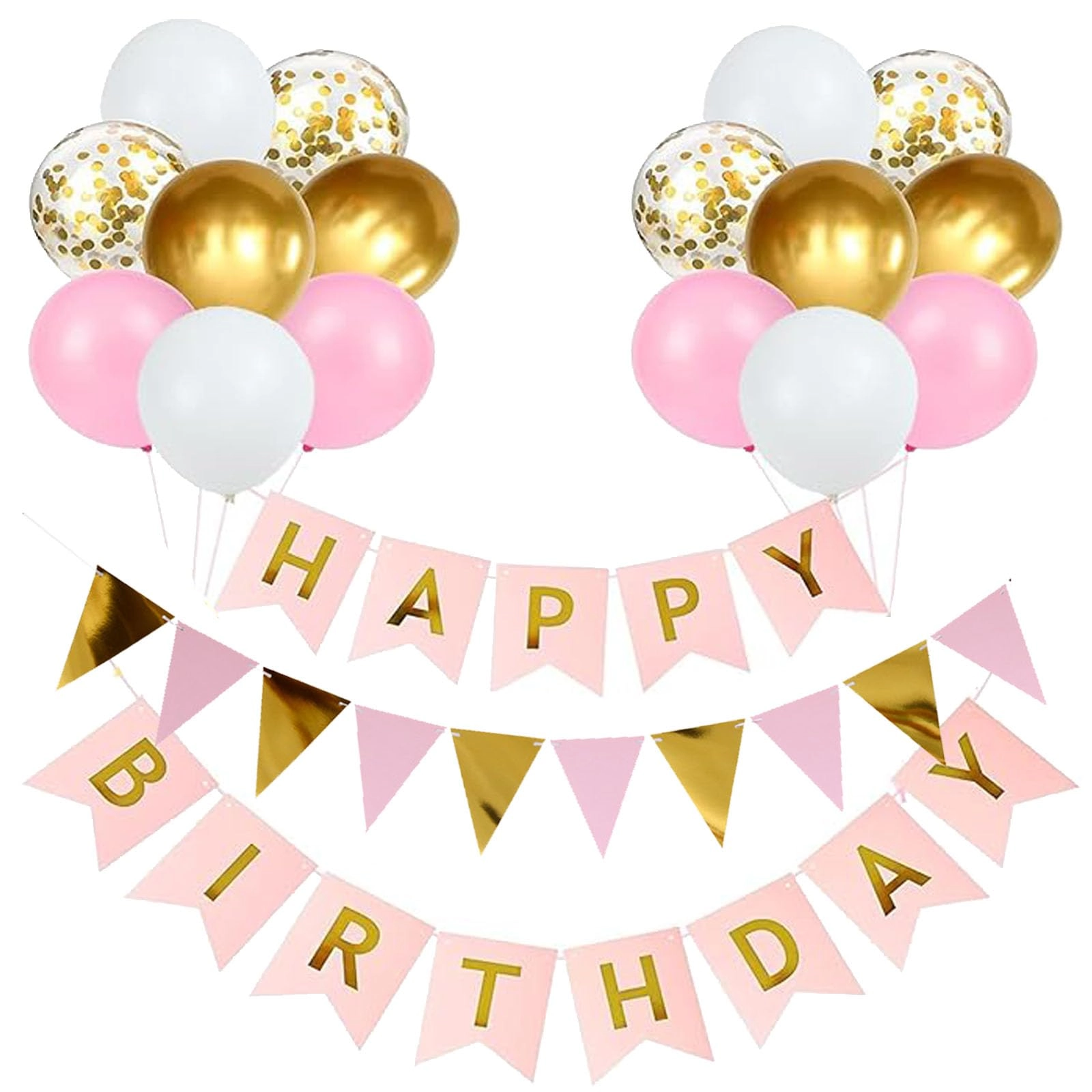 yelyan Balloon + Banner + Curling Ribbon - 4 Count Birthday