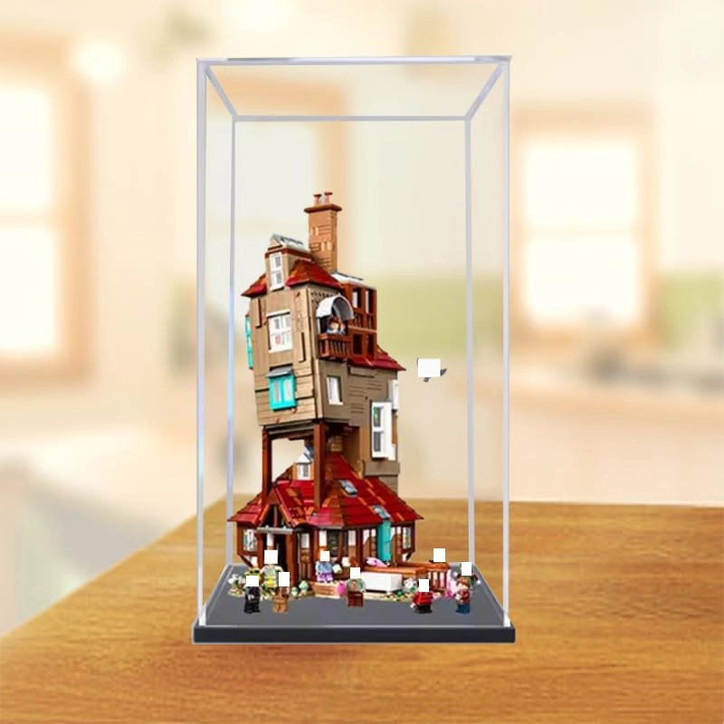 Clear Acrylic Display Case - 11.81x11.81x19.68in. Black Bottom