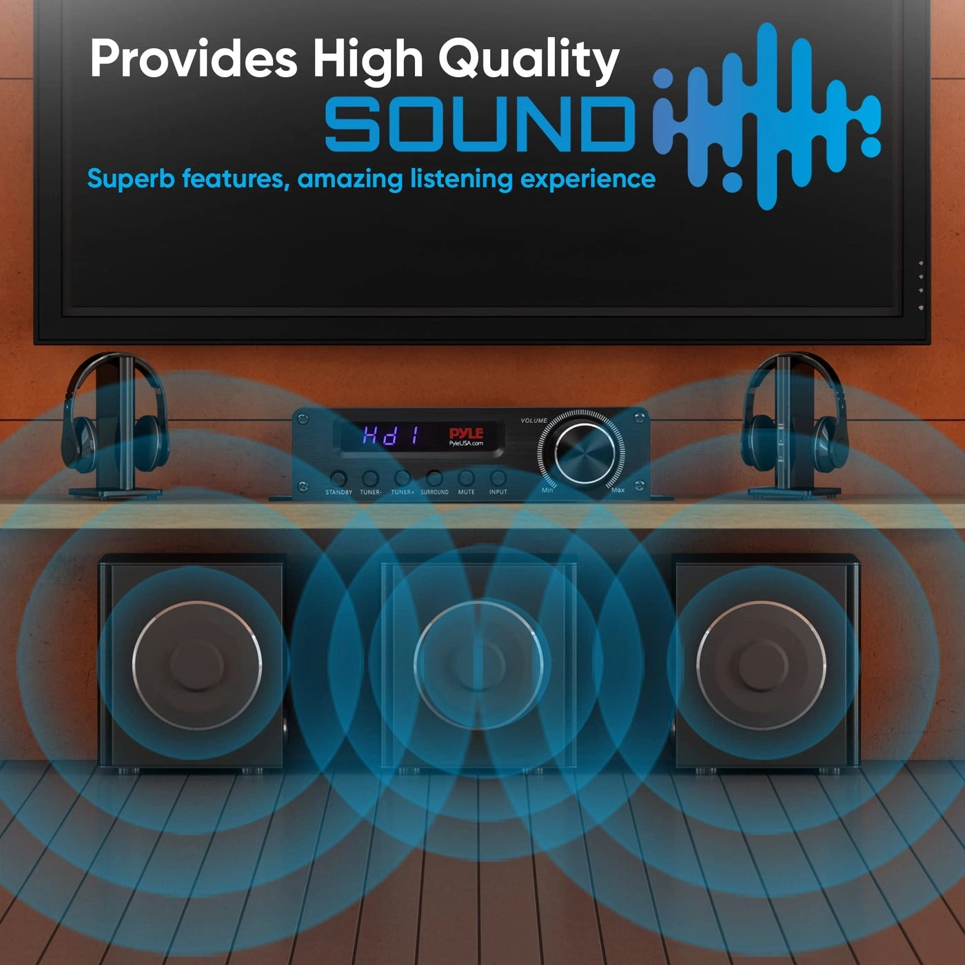 Wireless Bluetooth Home Audio Amplifier - 100W 5.1 Channel