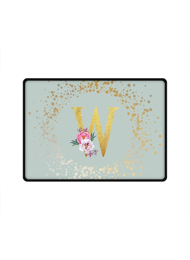 Custom Monogram Initial Letter Floral Pattern Cloth Gaming Mouse Pad - 35x25 cm