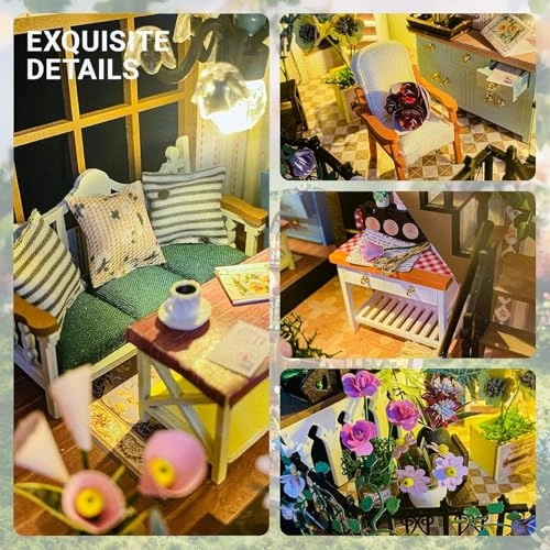 Darcy Flower House - DIY Miniature House Kit LED Lights Wooden Furniture