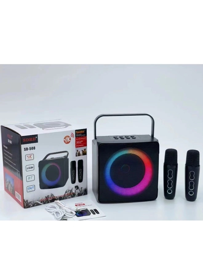 SD-508 - Mini Karaoke Bluetooth Speaker LED Lights Built-In Microphone