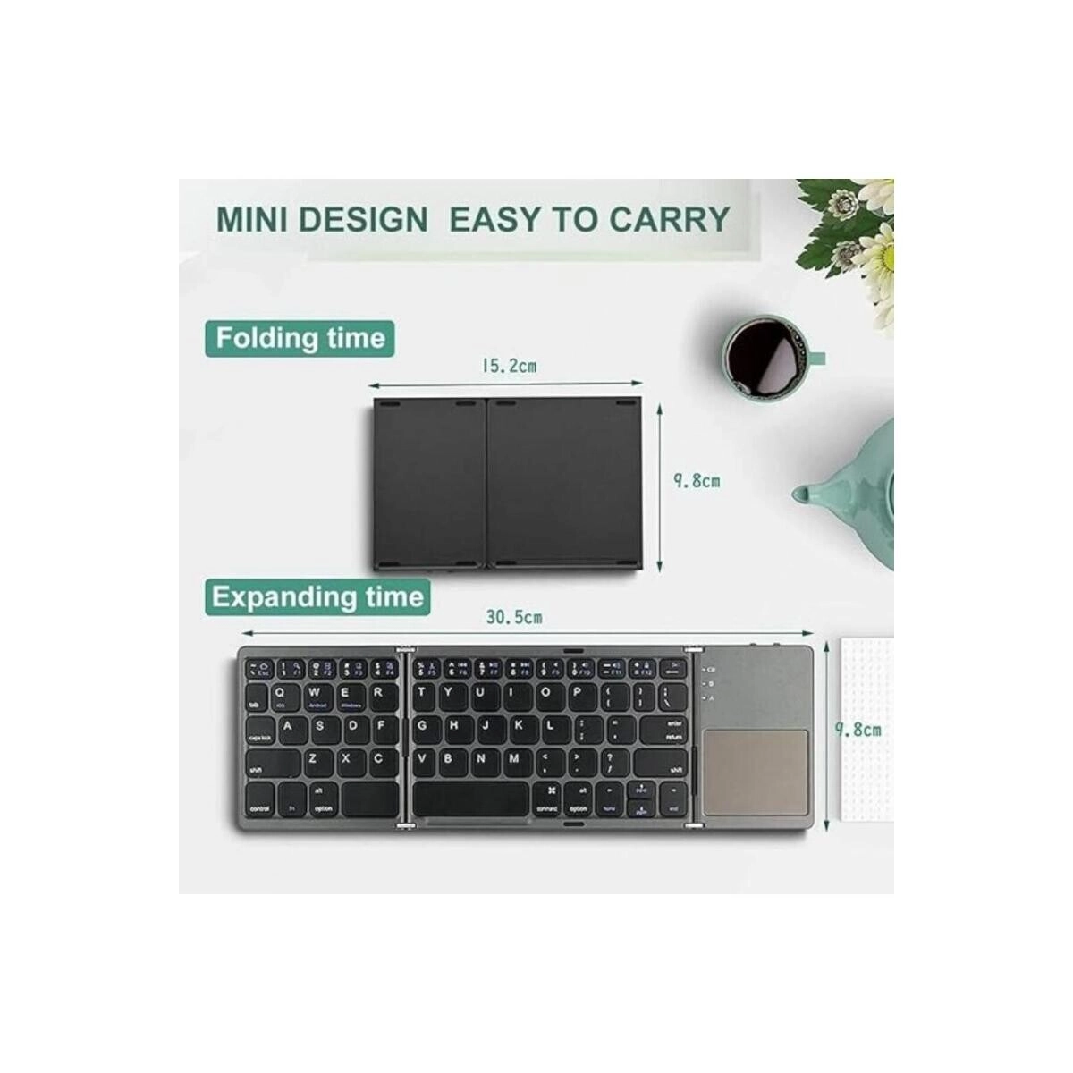 Foldable full-size Bluetooth keyboard - Wireless