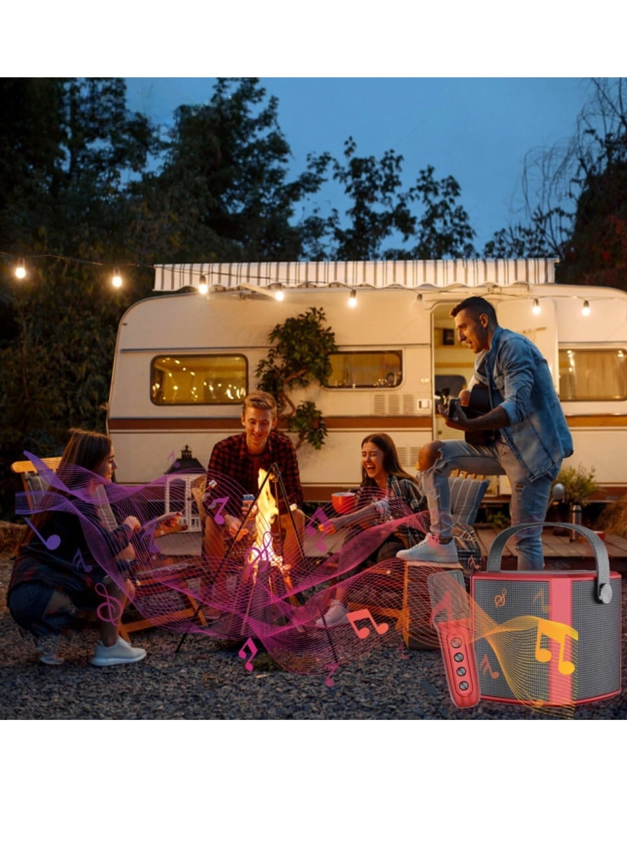 Portable Bluetooth Karaoke Speaker - Rechargeable wireless microphone Type-C charging TF Card support