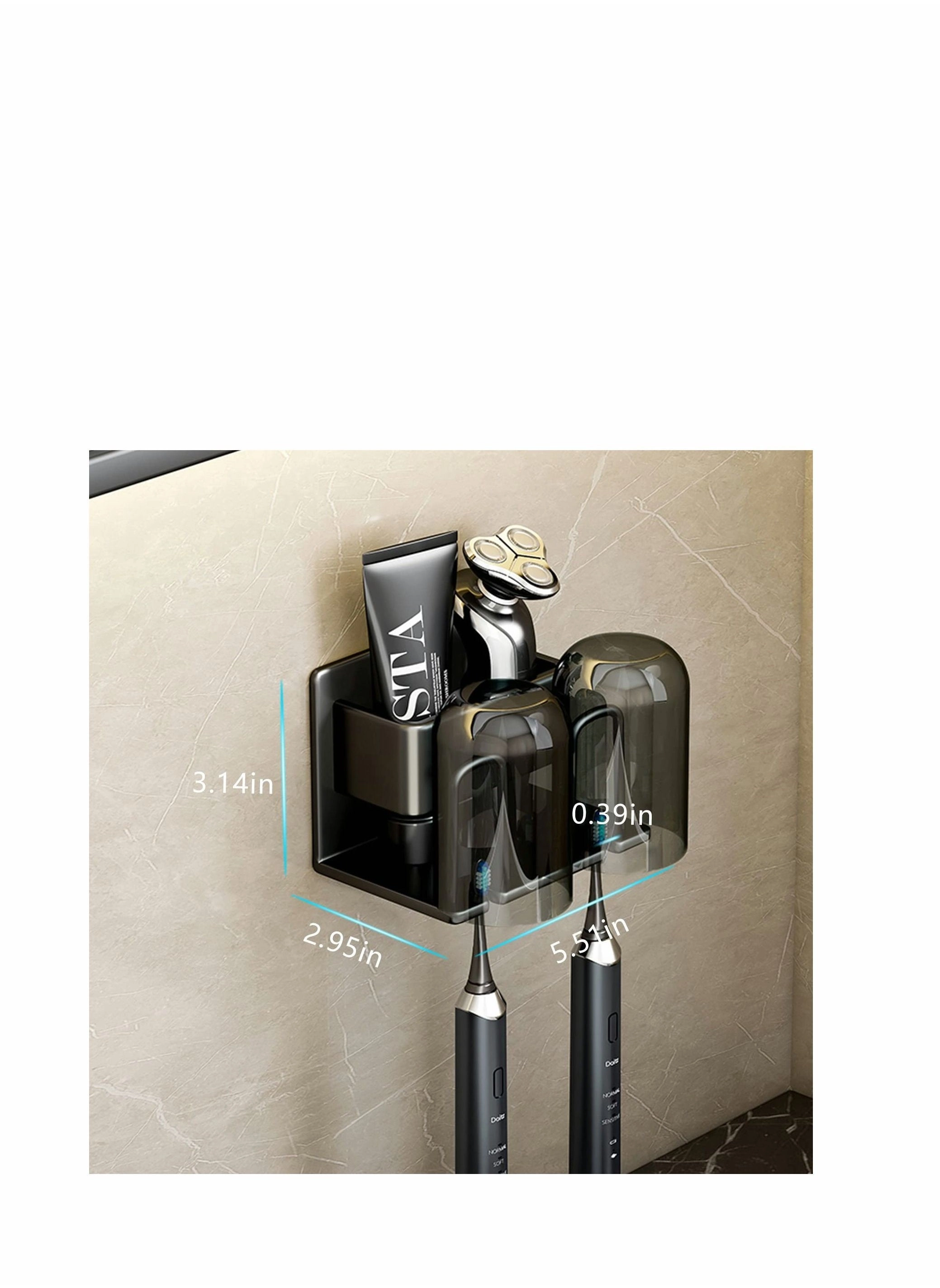 Wall Mount Toothbrush Holder - 3 Slots Wallmount / Countertop