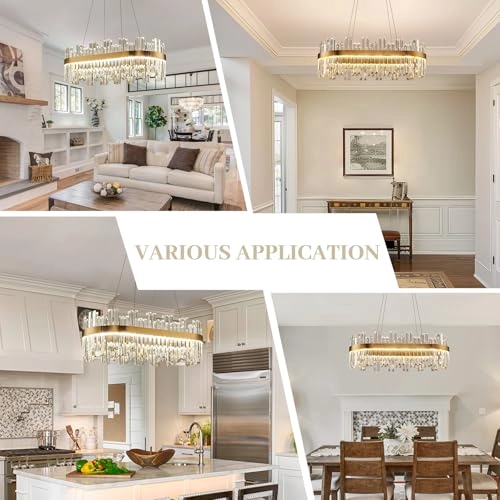 Rectangle LED Crystal Chandelier - 3 Colors Dimmable