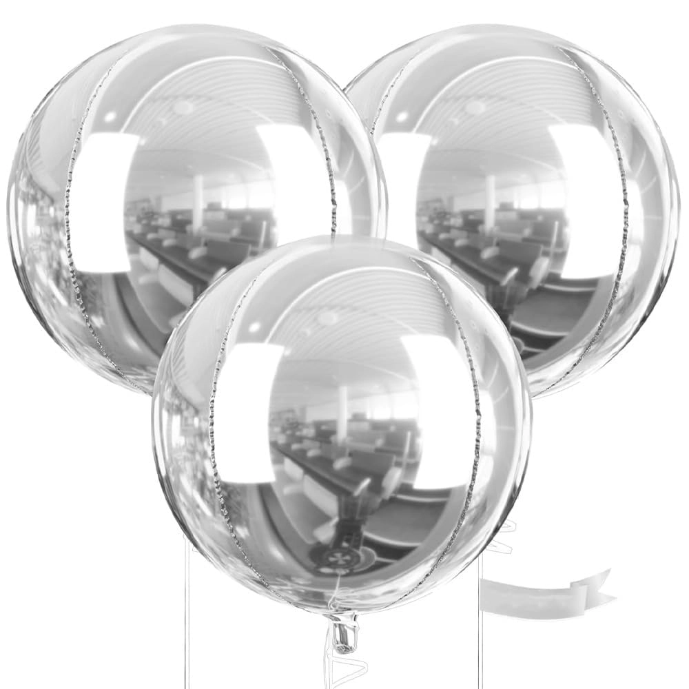 M.R DECORATION 4D round foil balloons - 3 Count Birthday