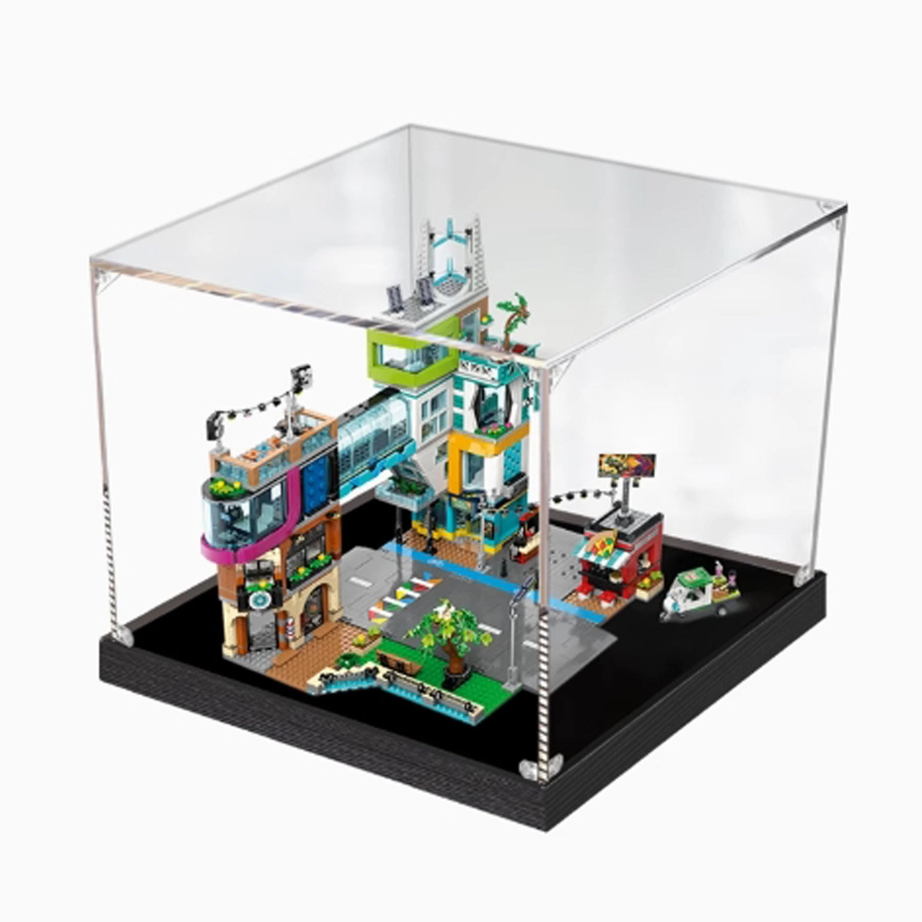 YUANZITIAN Acrylic Clear Display Case for LEGO Modern Metropolis Model 60380 - 2mm thickness