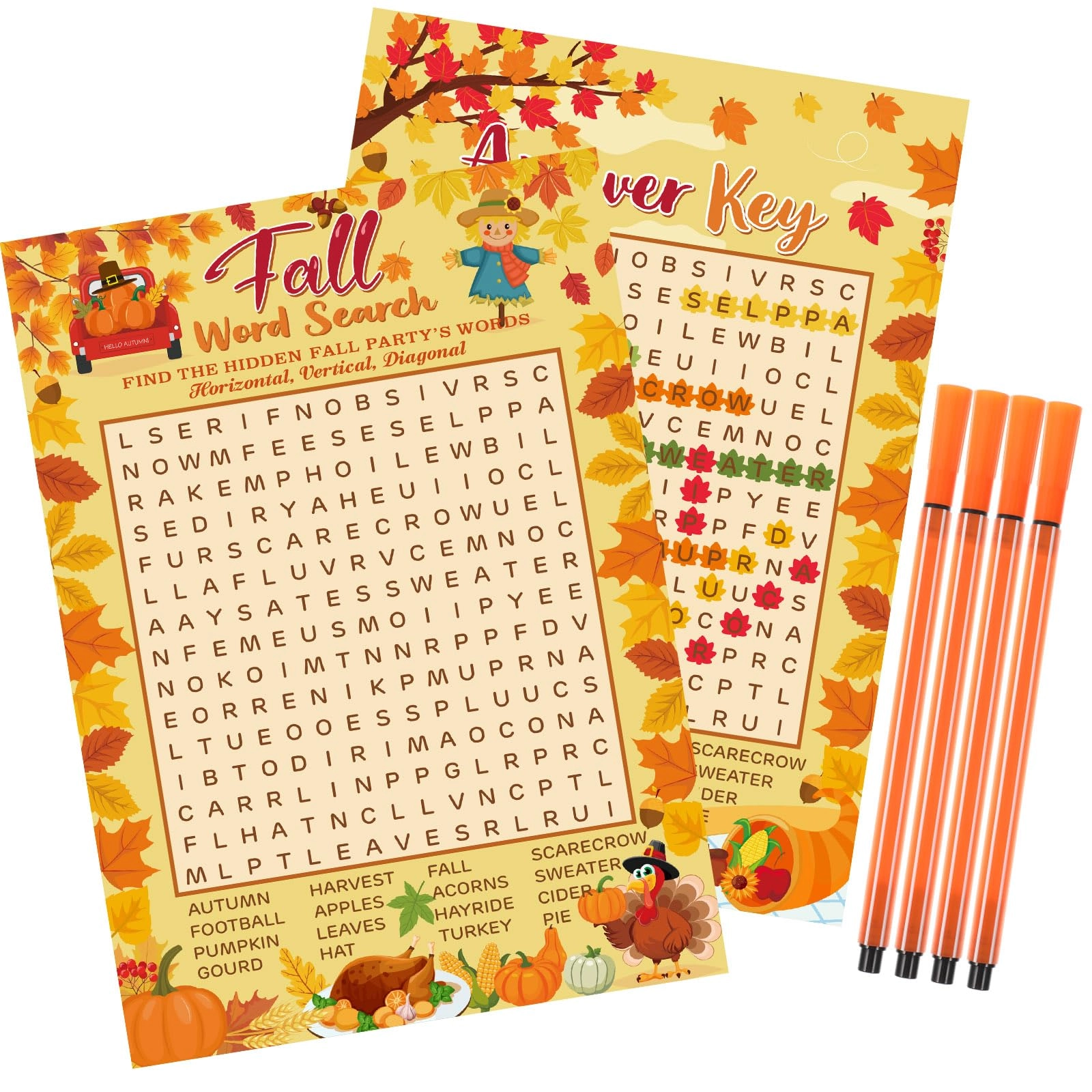 Capoda Fall Word Search Game Card Set - Kid,Adult 41