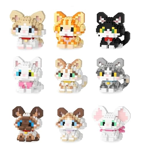 Mini Cat Building Blocks (S16) - Small Cute Cat Figures Pack