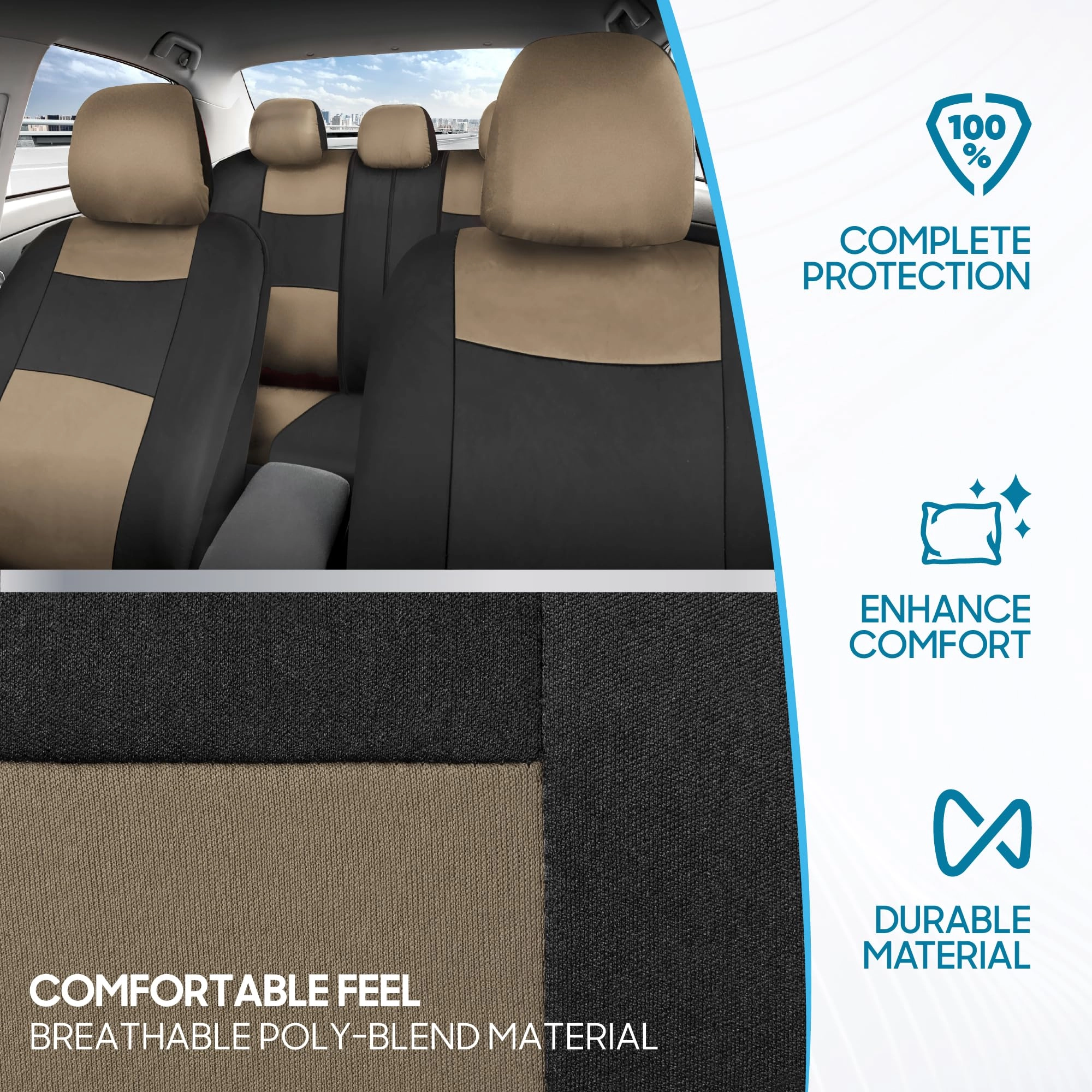 PolyPro Car Seat Covers - Solid Beige Universal Fit