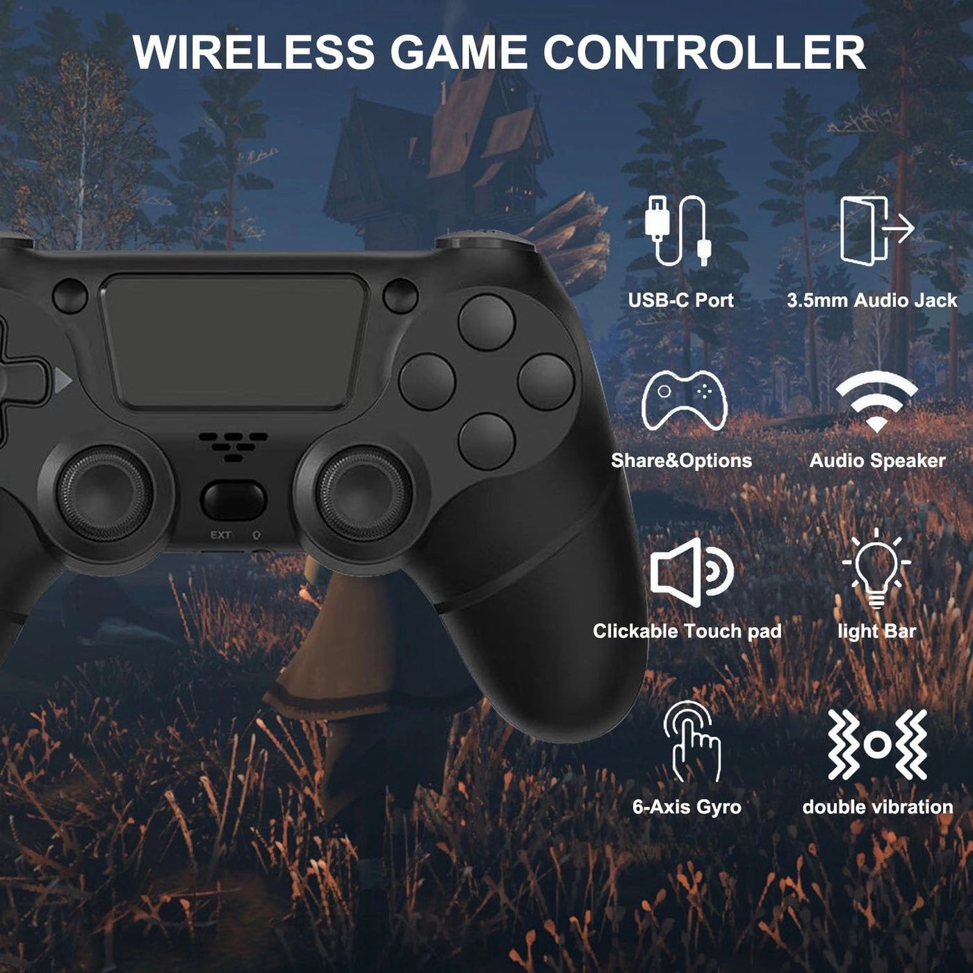 Wireless Game Controller - Black Steam/PS-4/Android/iOS Pack