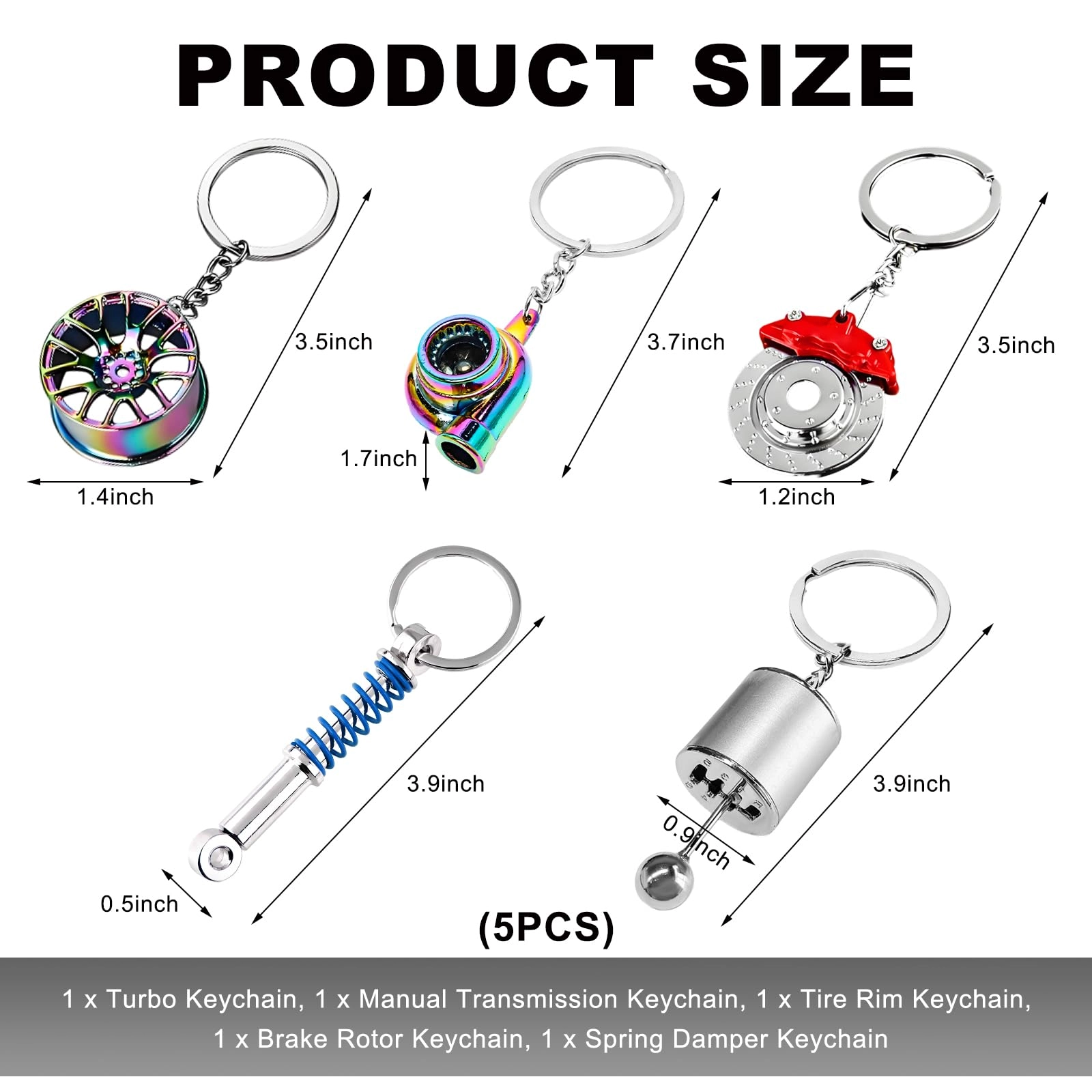 Car Parts Model Key Chains Set