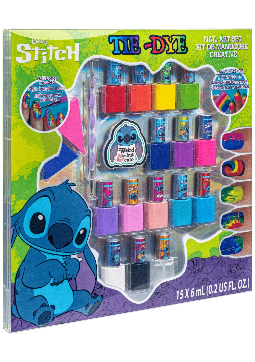 Disney Stitch Tie-Dye Nail Art Set - Multicolor 19 Pcs