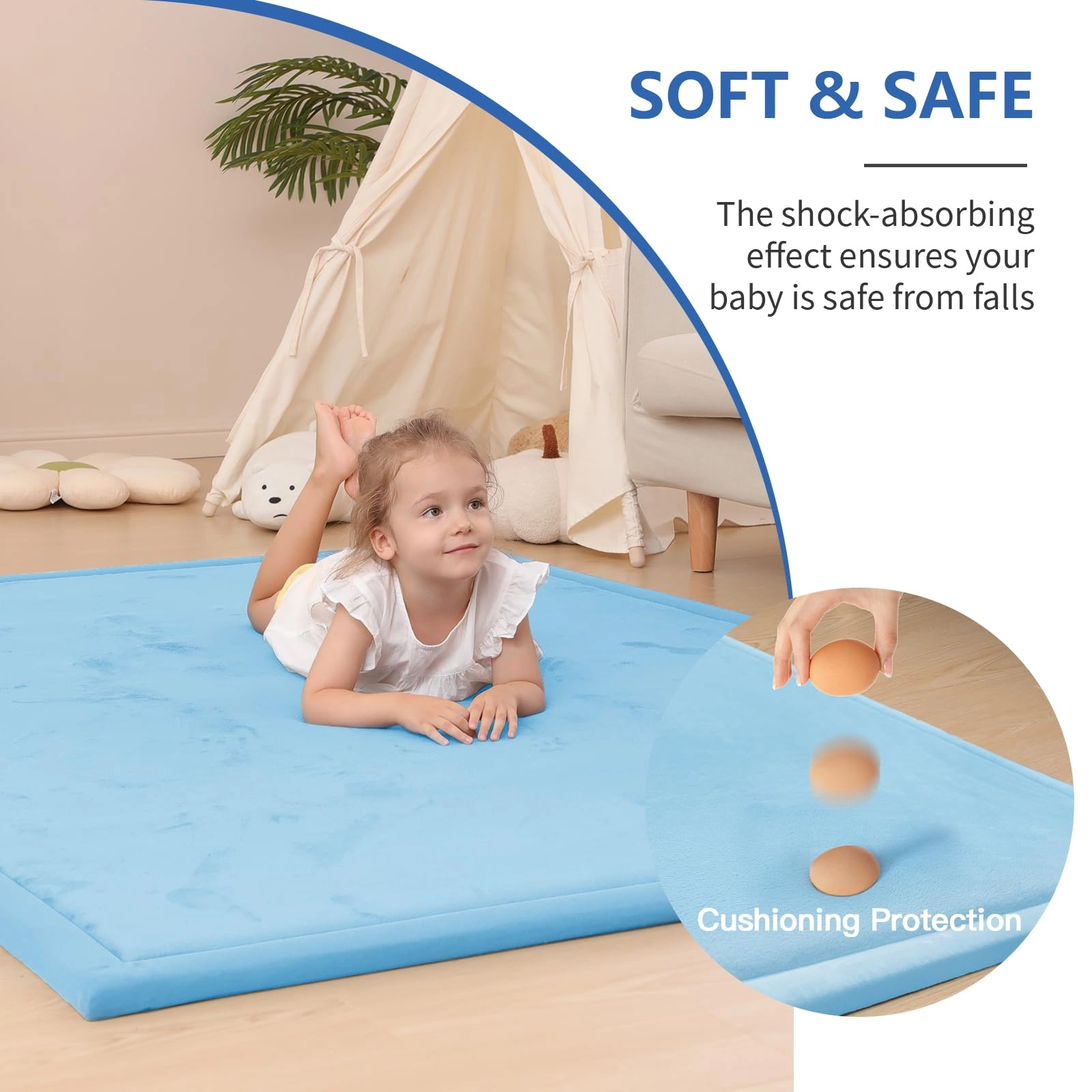 Baby Activity Play Mat - 79"x118" 1.3" Thick Cream