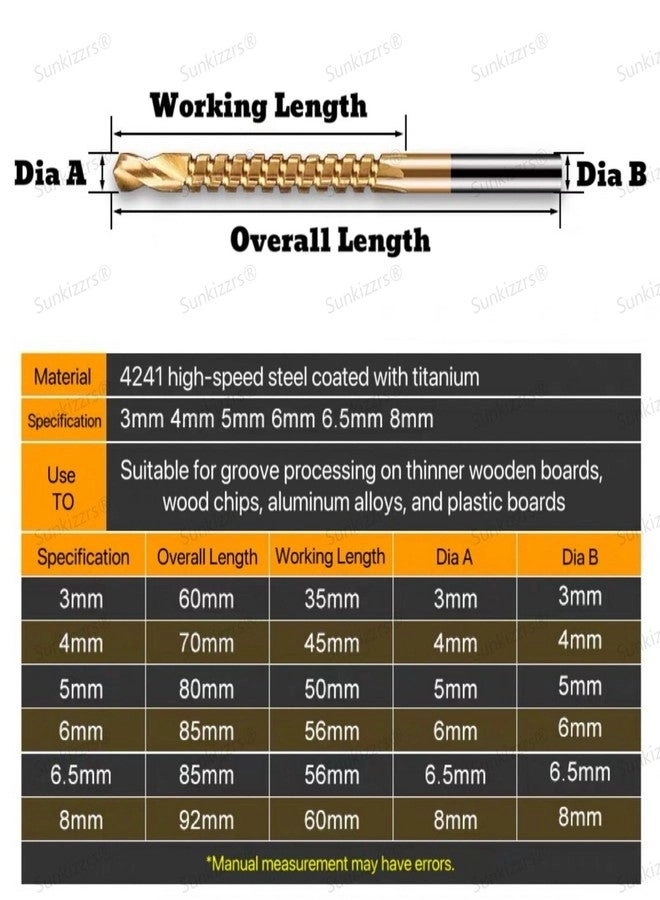 Drill Bits - Plated Titanium HSS 6 Pcs 3~8mm