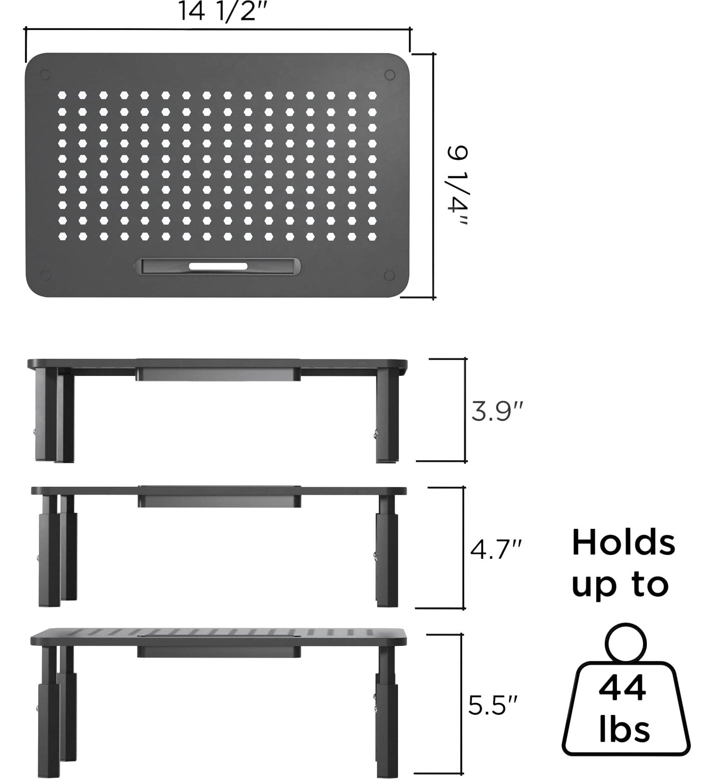 Back Saver Monitor Stand - 2 Pack Hexagonal Steel