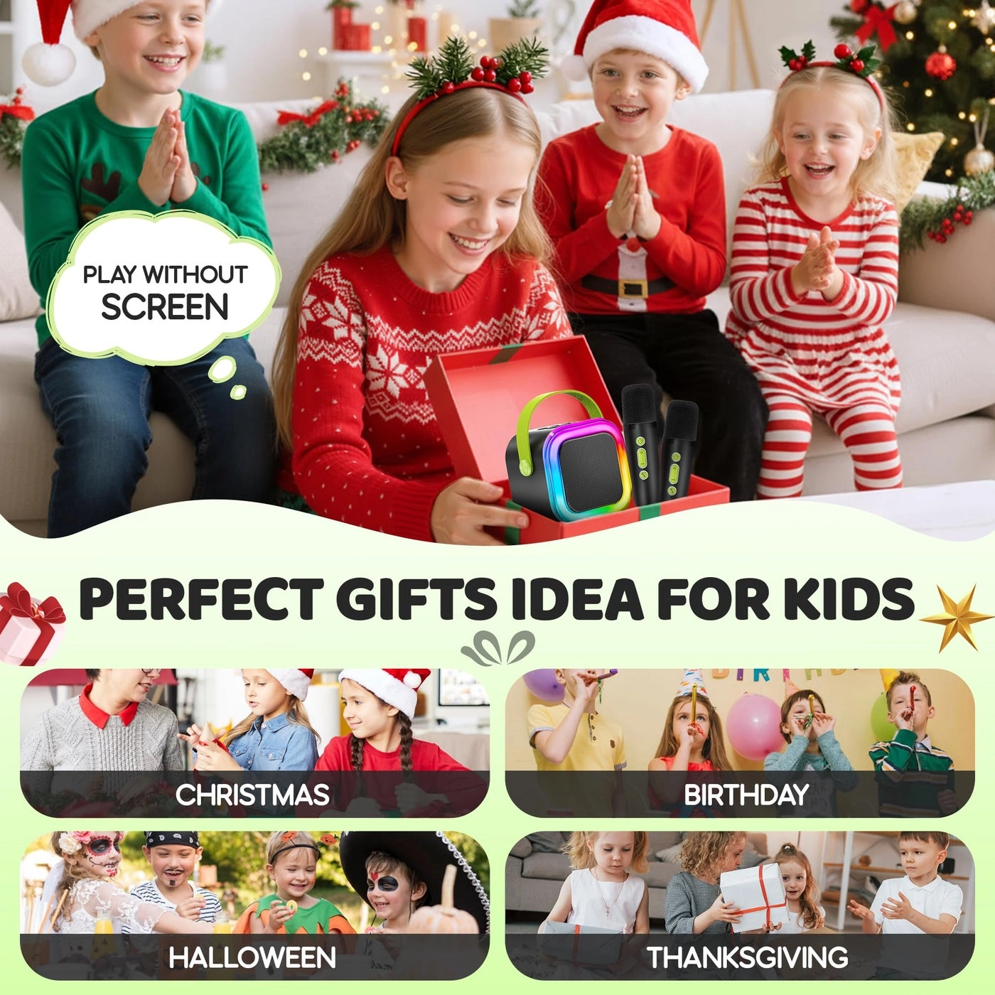 Mini Karaoke Machine - 2 Wireless Mics