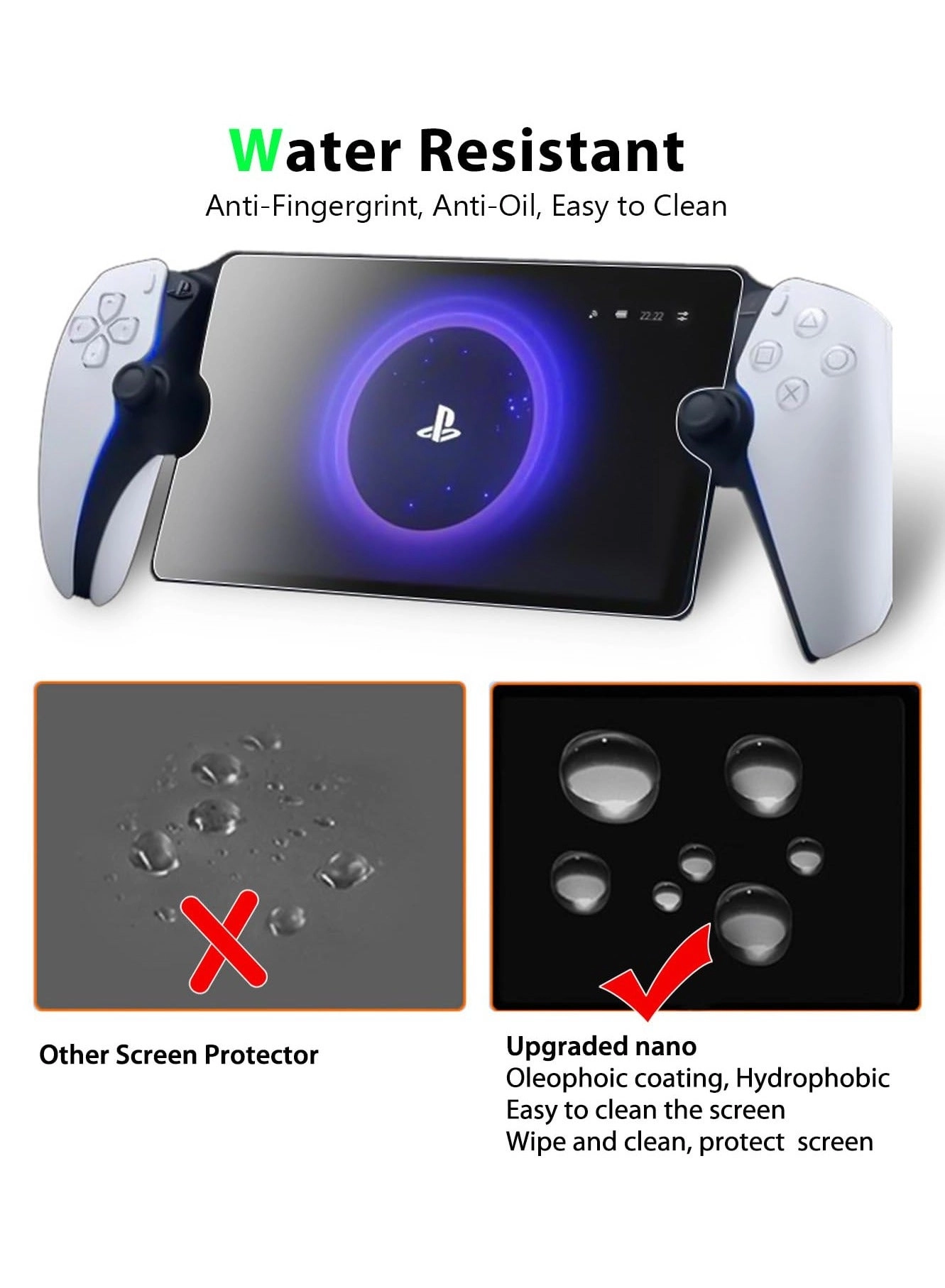 Screen Protector for Sony Playstation PS5 Portal - 2-Pack Tempered Glass Anti-Fingerprint