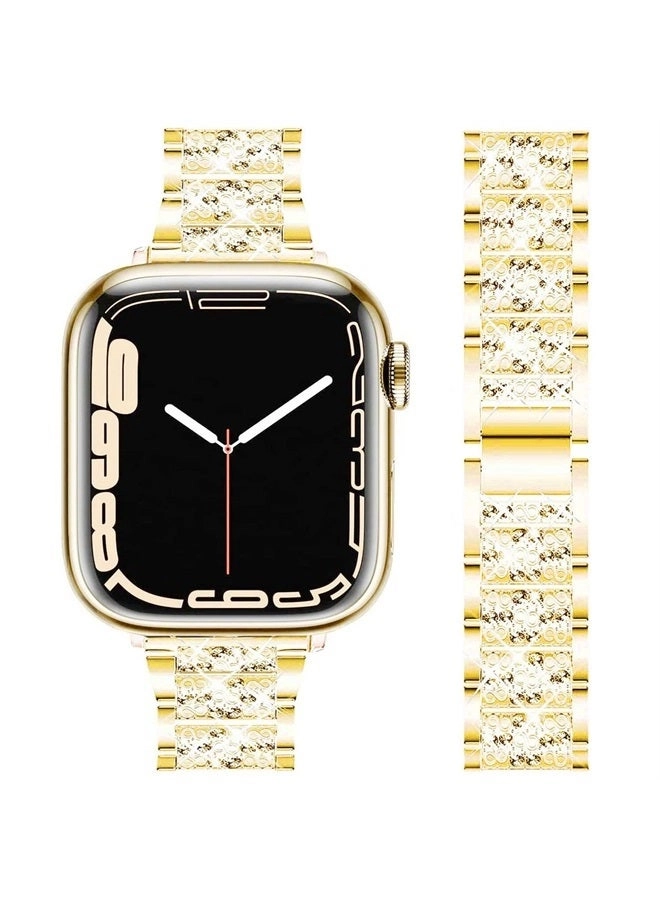 DEALELE Bling Rhinestone Diamond Metal Strap 45mm Alloy