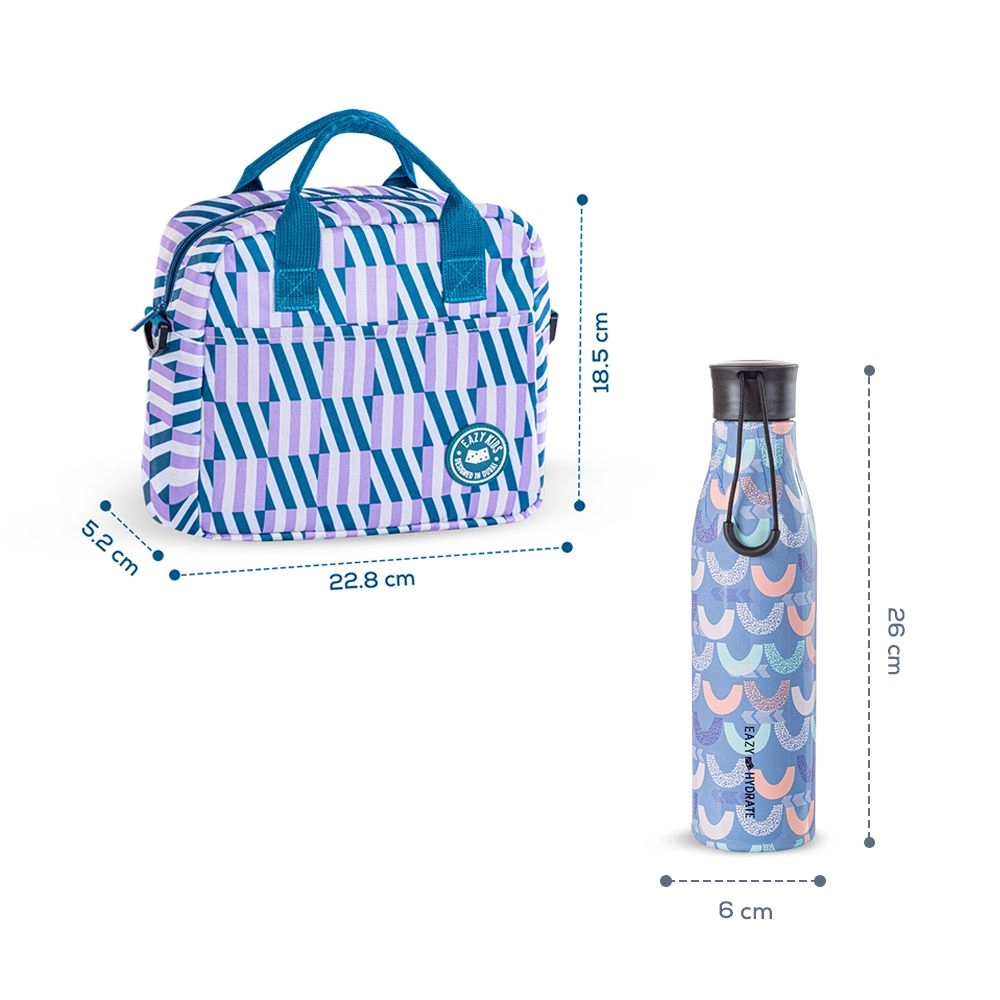 Steel Water Bottle With Lunch Bag - Half Moon 760ml