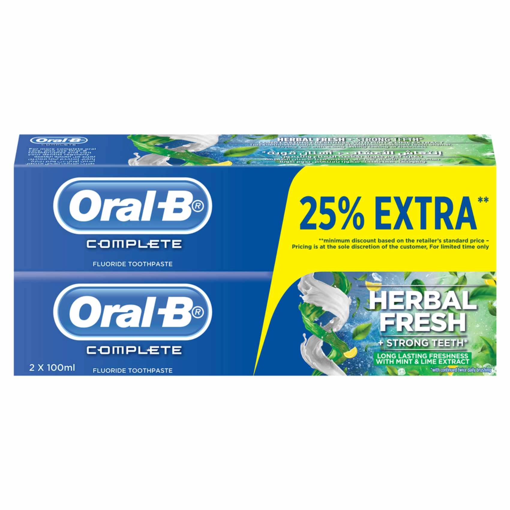 Oral-B Complete Herbal Mint & lime extract Toothpaste 100ml Pack of 2