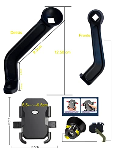 Mobile Phone Holder - 2 IN 1 Handlebar and Rearview 360º rotation